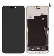 Дисплей для iPhone 15 Pro Max, черный, с рамкой, High Copy (AMOLED), GX OEM soft, 120Hz