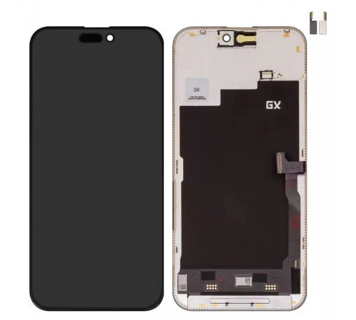 Дисплей для iPhone 15 Pro Max, чорний, з рамкою, High Copy (AMOLED), GX OEM soft, 120Hz