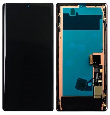Дисплей для Google Pixel 6 Pro, чорний, з рамкою, зі шлейфом сканера відбитка пальця (Touch ID), Original (PRC)