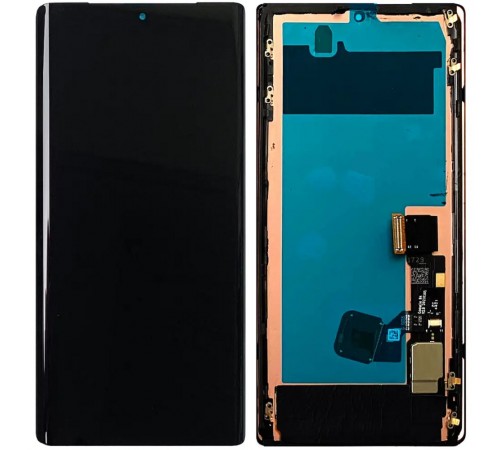 Дисплей для Google Pixel 6 Pro, чорний, з рамкою, зі шлейфом сканера відбитка пальця (Touch ID), Original (PRC)