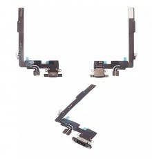 Шлейф для iPhone 16 Pro Max, коннектора зарядки, черный, с микрофоном, High Copy black titanium