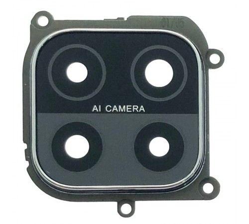 Скло камери для Oppo A15, A15s, чорне, з рамкою