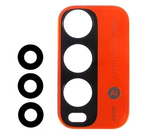 Скло камери для Xiaomi Redmi 9T, оранжеве, без рамки, комплект 4 шт.