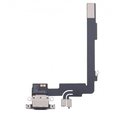 Шлейф для iPhone 16 Pro Max, коннектора зарядки, черный (Black Titanium), с микрофоном, Original (PRC)