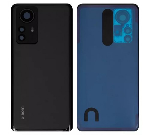 Задняя панель корпуса для Xiaomi 12 Pro, черная + стекло камеры, Original (PRC)