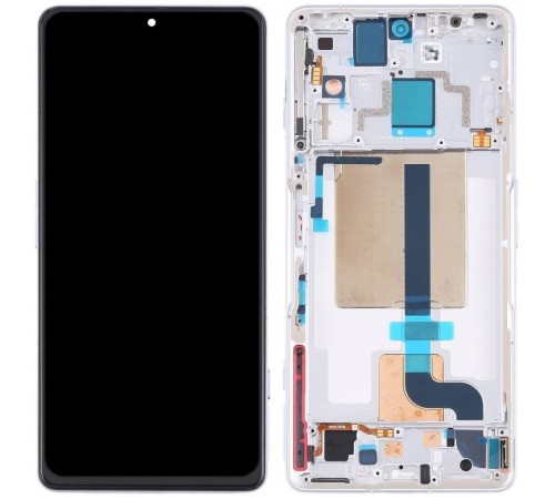 Дисплей для Xiaomi Poco F4 GT, серебристый (Knight Silver), с рамкой, Copy (TFT)