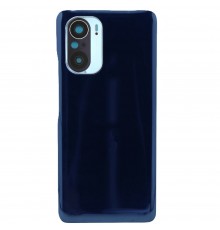 Задняя панель корпуса для Xiaomi Poco F3, синяя (Deep Ocean Blue), Copy + стекло камеры, Лого Poco