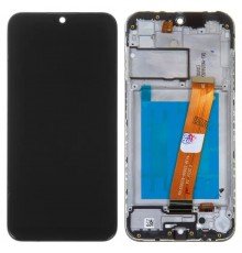 Дисплей для Samsung A015 Galaxy A01, A015F Galaxy A01, черный, с рамкой, Оригинал (переклеено стекло), с узким коннектором