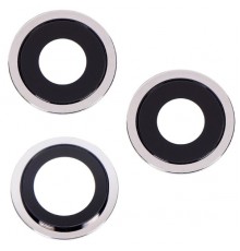 Скло камери для iPhone 12 Pro, сріблясте, з рамкою, комплект 3 шт.