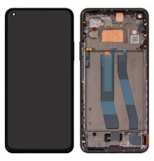 Дисплей для Xiaomi Mi 11 Lite, Mi 11 Lite 5G, черный, с рамкой, Оригинал (переклеено стекло), #WM6556Z21-1
