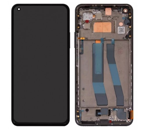 Дисплей для Xiaomi Mi 11 Lite, Mi 11 Lite 5G, черный, с рамкой, Оригинал (переклеено стекло), #WM6556Z21-1