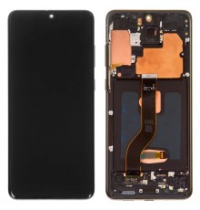 Дисплей для Samsung G985 Galaxy S20 Plus, G986 Galaxy S20 Plus 5G, черный, с рамкой, Оригинал (переклеено стекло), cosmic black