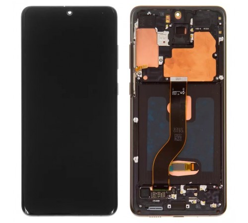 Дисплей для Samsung G985 Galaxy S20 Plus, G986 Galaxy S20 Plus 5G, черный, с рамкой, Оригинал (переклеено стекло), cosmic black