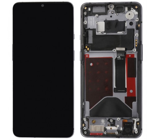 Дисплей для OnePlus 7T, серебристый (Frosted Silver), с рамкой, Original (PRC) (переклеено стекло)