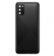Задняя панель корпуса для Samsung A025F/DS Galaxy A02s, черная + стекло камеры