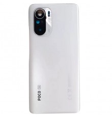 Задняя панель корпуса для Xiaomi Poco F3, Redmi K40, белая (Marctic White) + стекло камеры, Лого Poco