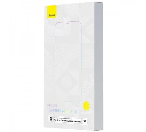 Защитное стекло для Apple iPhone 13 Pro Max, iPhone 14 Plus, 0.3mm, 9H, All-Glass Crystal Tempered Glass Film, Baseus (SGBL100202), комплект 2шт. + рамка, прозрачное