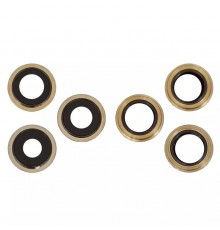 Скло камери для iPhone 12 Pro Max, золотисте, з рамкою, комплект 3 шт.