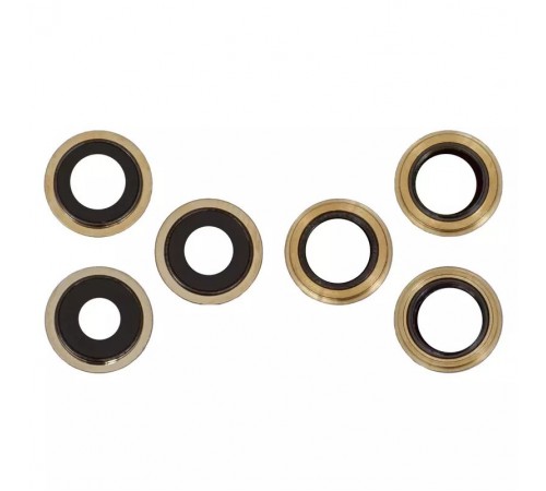 Скло камери для iPhone 12 Pro Max, золотисте, з рамкою, комплект 3 шт.