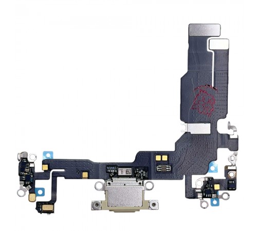 Шлейф для iPhone 15, коннектора зарядки, желтый, с микрофоном, Original (PRC)