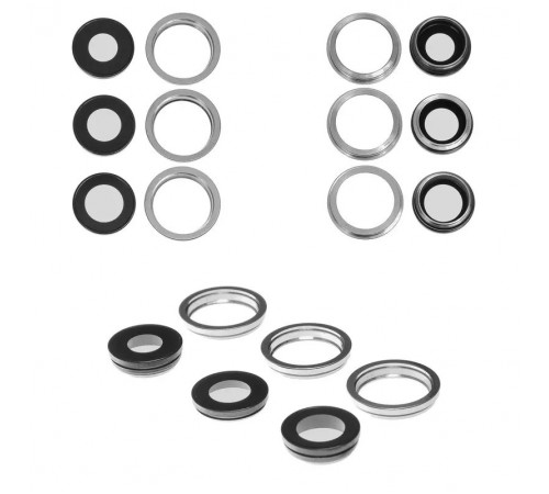 Скло камери для iPhone 12 Pro Max, сріблясте, з рамкою, комплект 3 шт.