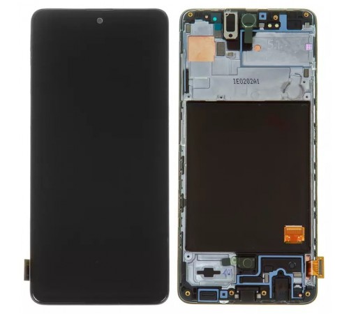 Дисплей для Samsung A515 Galaxy A51, чорний, з рамкою, Оригінал (переклеєне скло)