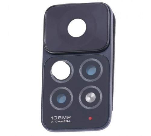 Скло камери для Xiaomi Redmi Note 11 Pro, чорне, з рамкою