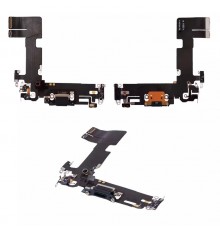 Шлейф для iPhone 13, коннектора зарядки, черный, с микрофоном, с коннектором, Original (PRC), Lightning
