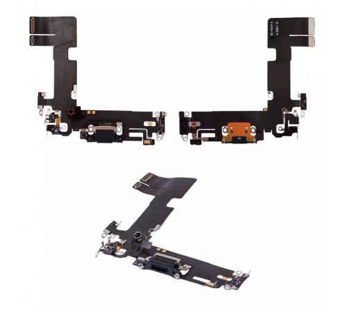 Шлейф для iPhone 13, коннектора зарядки, черный, с микрофоном, с коннектором, Original (PRC), Lightning