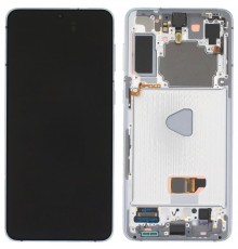 Дисплей для Samsung G991 Galaxy S21 5G, белый (Phantom White), с рамкой, High Copy (OLED)