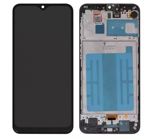 Дисплей для Samsung M215 Galaxy M21, M305 Galaxy M30, M307 Galaxy M30s, M315 Galaxy M31, черный, с рамкой, FLYCDI, с широким ободком, (OLED)