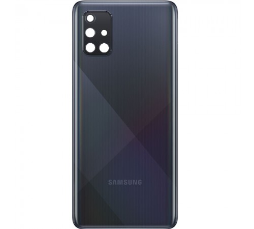Задняя панель корпуса для Samsung A715F/DS Galaxy A71, черная (Prism Crush Black) + стекло камеры