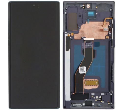 Дисплей для Samsung N975F Galaxy Note 10 Plus, чорний (Aura Black), з рамкою, High Copy (OLED), з широкою рамкою