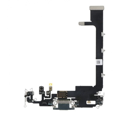 Шлейф для iPhone 11 Pro Max, коннектора наушников, коннектора зарядки, зеленый, с микрофоном