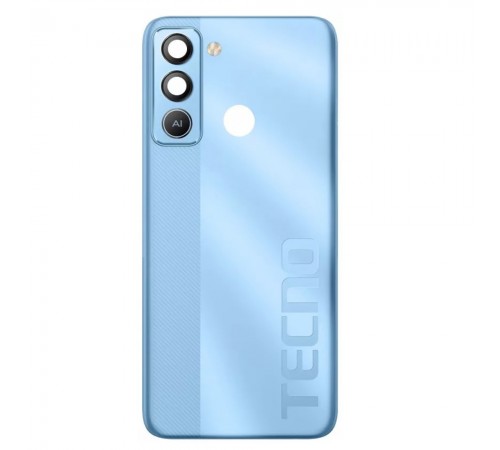 Задняя панель корпуса для Tecno Pop 5 LTE (BD4i), голубая (Ice Blue), Copy + стекло камеры