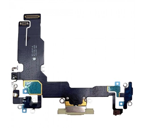 Шлейф для iPhone 15, коннектора зарядки, желтый, с микрофоном, Original (PRC), с разборки