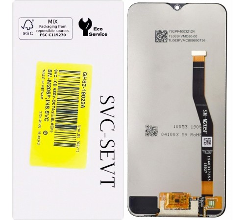 Дисплей для Samsung M205 Galaxy M20, черный, без рамки, Original, сервисная упаковка