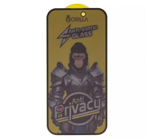 Защитное стекло для Apple iPhone 14 Pro, iPhone 15, iPhone 16, совместимо с чехлом, Full Glue, Anti-Static, Anti-Peeping, черный, gorilla