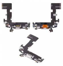 Шлейф для iPhone 13, коннектора зарядки, белый, с микрофоном, High Copy