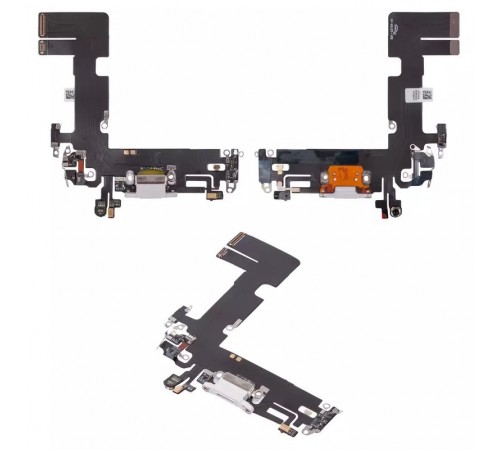 Шлейф для iPhone 13, коннектора зарядки, белый, с микрофоном, High Copy