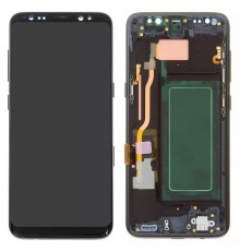 Дисплей для Samsung G950 Galaxy S8, черный, с рамкой, Оригинал (переклеено стекло), midnight black