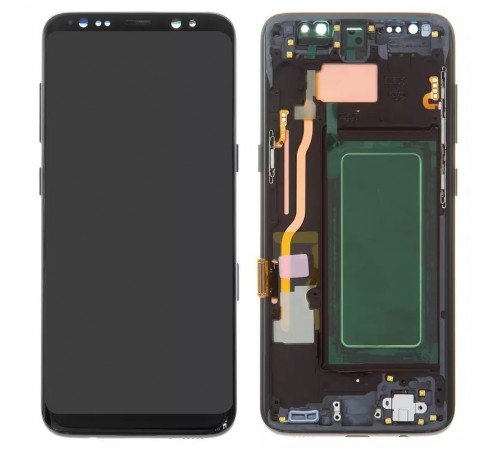 Дисплей для Samsung G950 Galaxy S8, черный, с рамкой, Оригинал (переклеено стекло), midnight black