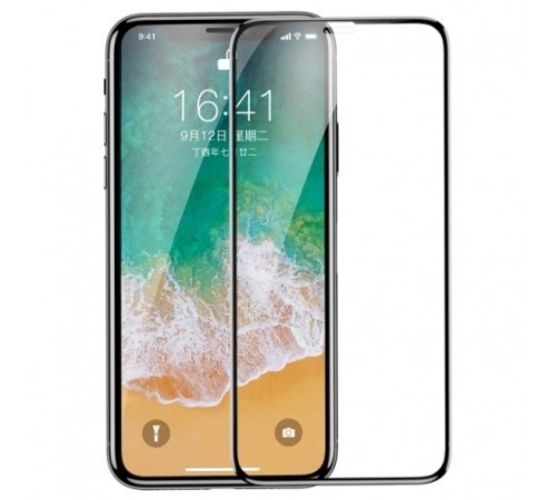 Захисне скло для Apple iPhone X, iPhone XS, iPhone 11 Pro, 0.3mm, 5D, 9H, All-screen Arc-Surface Tempered Glass Film, Baseus (SGAPIPHX-KE01), чорний 