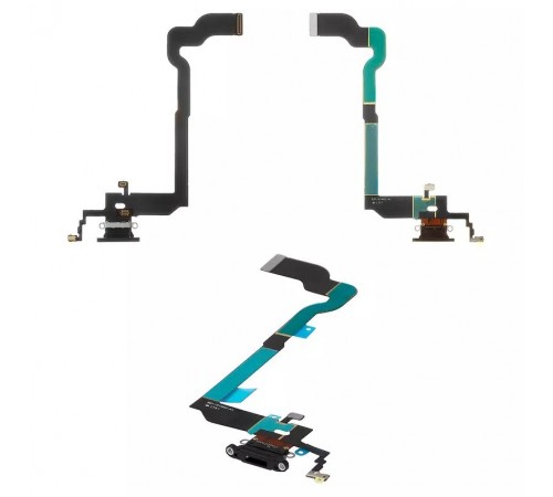 Шлейф для iPhone X, коннектора наушников, коннектора зарядки, черный, High Copy