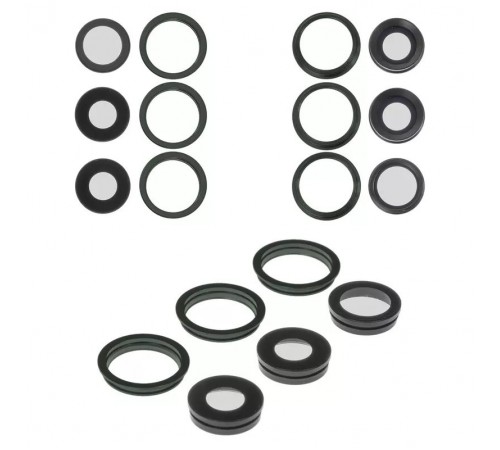 Скло камери для iPhone 11 Pro Max, зелене, з рамкою, комплект 6 шт., matte midnight green