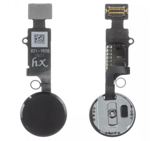 Шлейф для iPhone 7, iPhone 7 Plus, iPhone 8, iPhone 8 Plus, iPhone SE 2020, кнопки Home, чорний, з пластиком, без сканера відбитків пальців (без Touch ID), HX, 5th gen