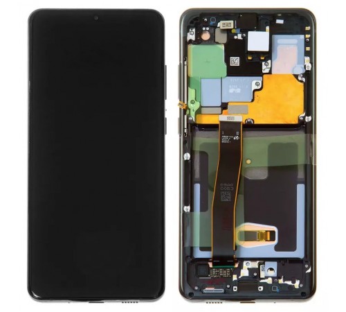 Дисплей для Samsung G988 Galaxy S20 Ultra, черный, с фронтальной камерой, с рамкой, Original, сервисная упаковка, cosmic black, #GH82-22327A/GH82-22271A