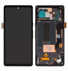 Дисплей для Google Pixel 7a, чорний, з рамкою, High Copy з широким обідком