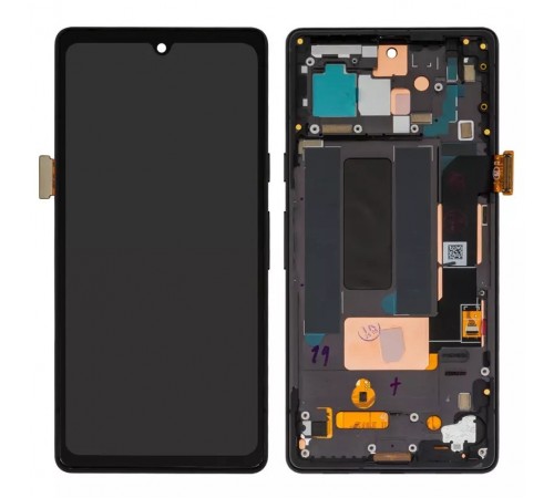 Дисплей для Google Pixel 7a, чорний, з рамкою, High Copy з широким обідком