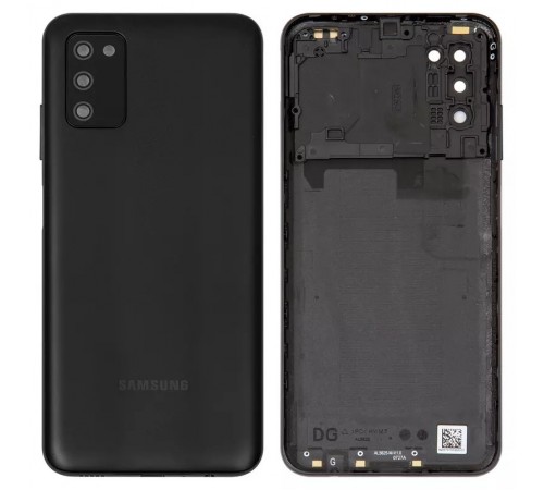 Задняя панель корпуса для Samsung A037F Galaxy A03s, черная + стекло камеры